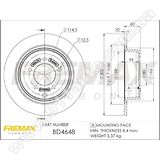 Диск тормозной задний Fremax BD-4648 (зам.4615A121 / 4743999AA / 4615A193)