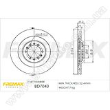 Диск тормозной передний Fremax BD-7043 (зам. MB699716)