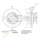 Диск тормозной передний Fremax BD-6070 (зам. MR510742 / MR527825 / MR510741) Lancer IX 1.6