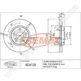 Диск тормозной передний Fremax BD-4125