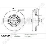 Диск тормозной передний Fremax BD-0302