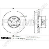 Диск тормозной передний правый Fremax BD-3556